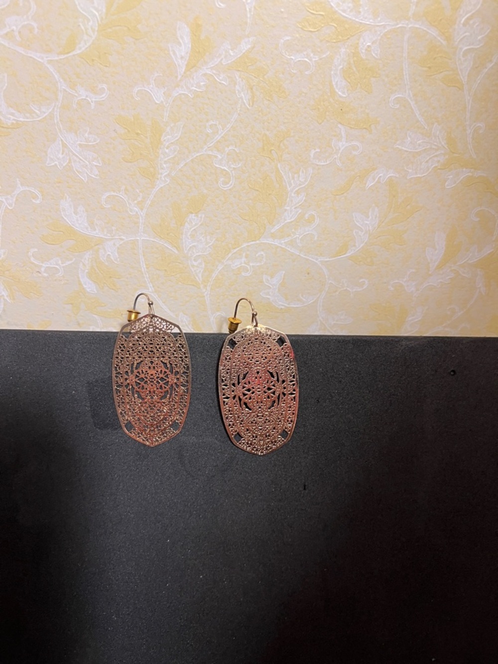 New gold lacy filigree type earrings - lightweight, shiny and striking!